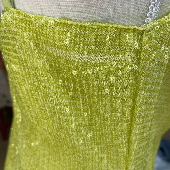 Club L London sequin cowl neck mini dress in lime - Picture 15 of 16